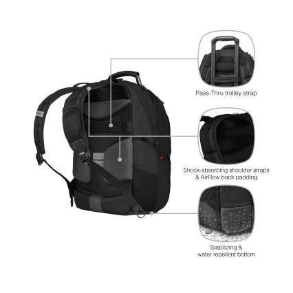 Wenger - Mochila para portátil 25 l 16" con bolsillo para tableta 10" Pegasus Deluxe negro