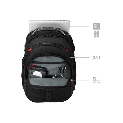 Wenger - Mochila para portátil 25 l 16" con bolsillo para tableta 10" Pegasus Deluxe negro