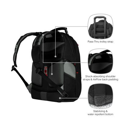 Wenger - Mochila para portátil 25 l 17" con bolsillo para tableta 12" Pegasus negro/gris