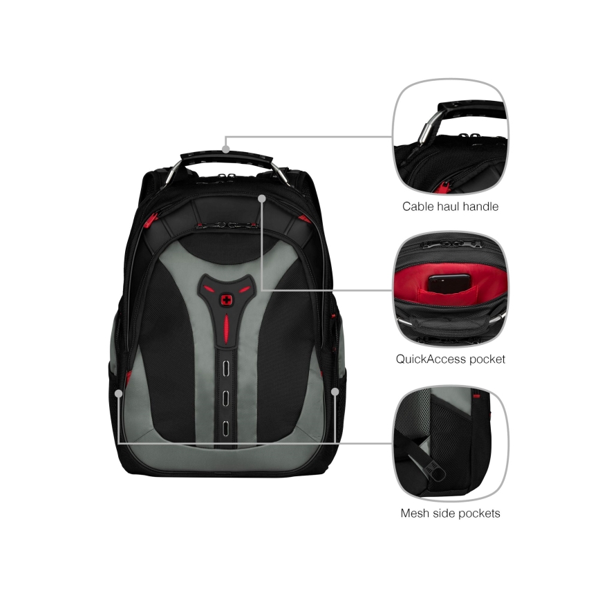 Wenger - Mochila para portátil 25 l 17" con bolsillo para tableta 12" Pegasus negro/gris