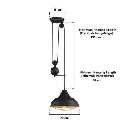 Westinghouse 61249 - Lámpara colgante CHAVES 1xE27/60W/230V