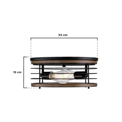 Westinghouse 61250 - Plafón ACKTON 2xE27/60W/230V barnwood