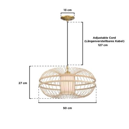 Westinghouse 61255 - Lámpara colgante TULCEA 1xE27/60W/230V bambú