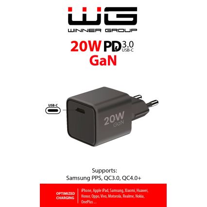 Winner Group - Adaptador de carga rápida 1xUSB-C Power Delivery 20W negro