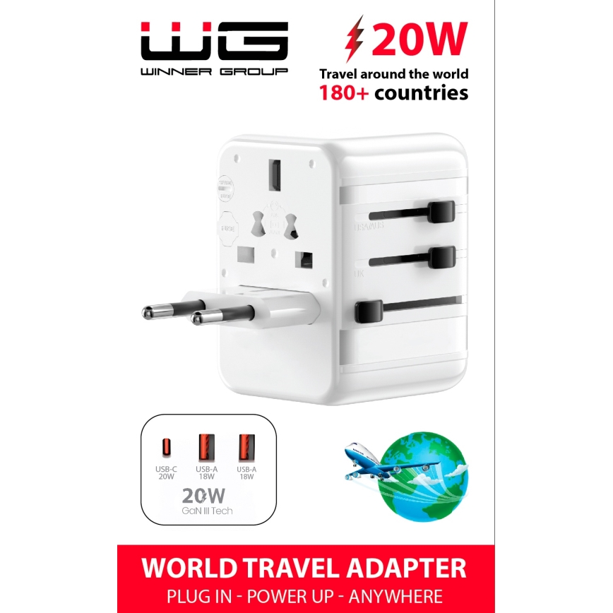 Winner Group - Adaptador de carga rápida de viaje Power Delivery 20W blanco