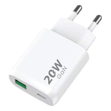 Winner Group - Adaptador para cargador rápido 1xUSB-C + 1xUSB-A Power Delivery 20W blanco