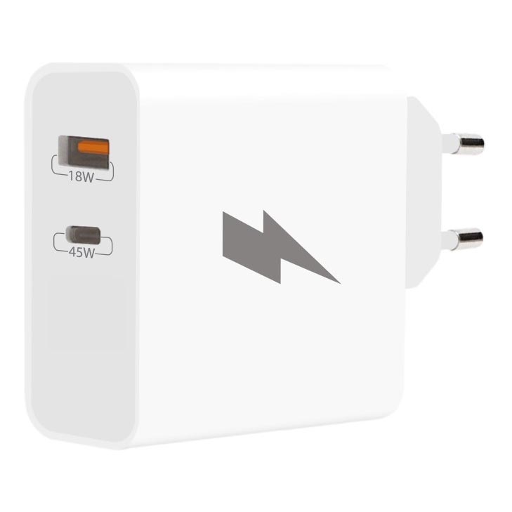 Winner Group - Adaptador para cargador rápido 1xUSB-C + 1xUSB-A Power Delivery 45W blanco