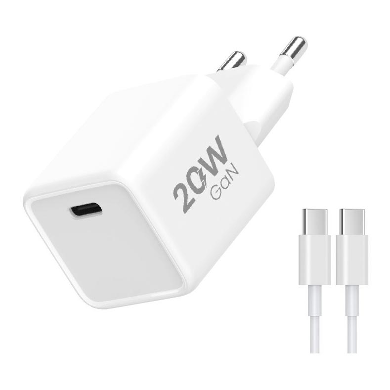 Winner Group- Adaptador para cargador rápido 1xUSB-C PD 20W + Cable USB USB-C / USB-C 1m