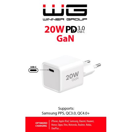 Winner Group - Adaptador para cargador rápido 1xUSB-C Power Delivery 20W blanco