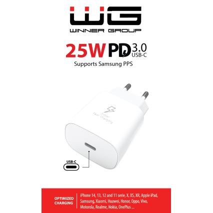 Winner Group - Adaptador para cargador rápido 1xUSB-C Power Delivery 25W blanco