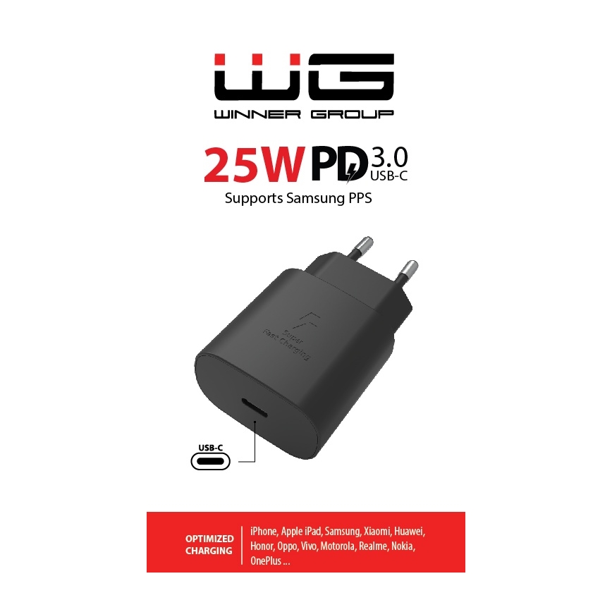 Winner Group - Adaptador para cargador rápido 1xUSB-C Power Delivery 25W negro