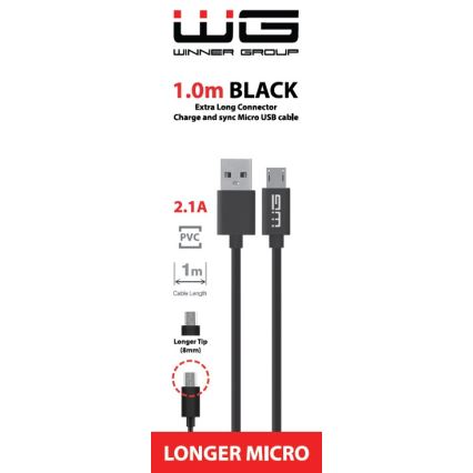 Winner Group - Cable USB extendido Micro USB / USB-A 1m negro