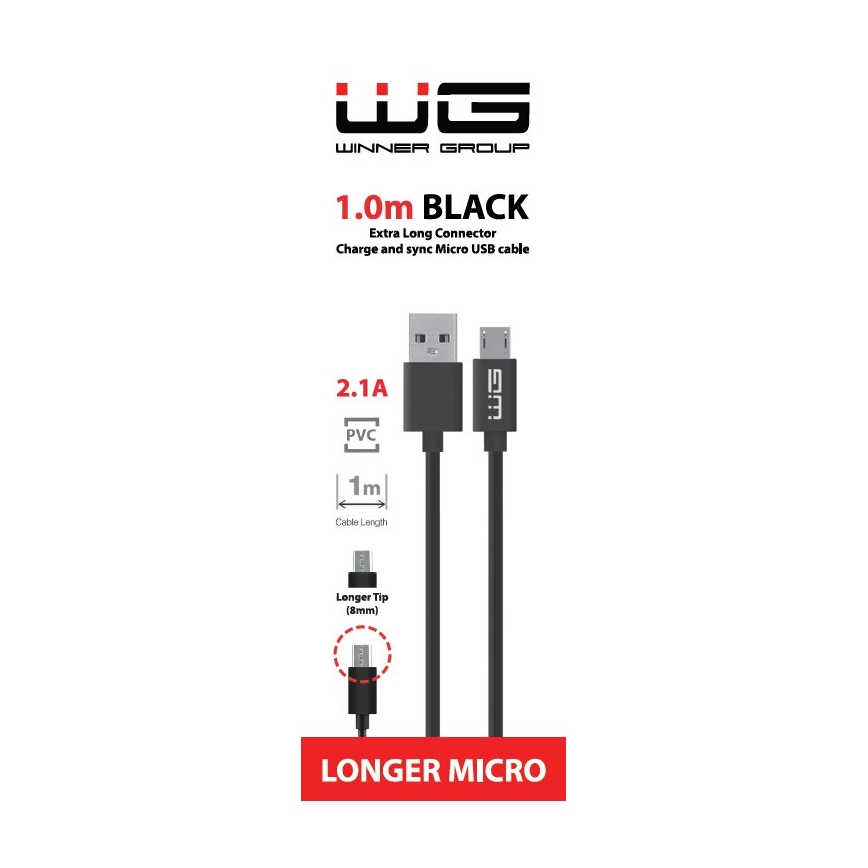 Winner Group - Cable USB extendido Micro USB / USB-A 1m negro