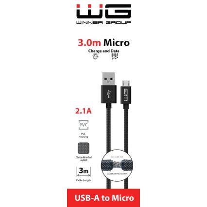 Winner Group - Cable USB Micro USB / USB-A 3m negro