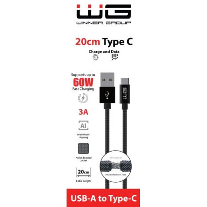 Winner Group - Cable USB USB-C / USB-A 20cm negro