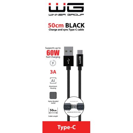 Winner Group - Cable USB USB-C / USB-A 50cm negro