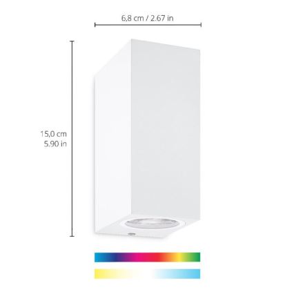 WiZ - Aplique LED RGBW regulable UP&DOWN 2xGU10/4,7W/230V 2200-6500K Wi-Fi CRI 90 blanco