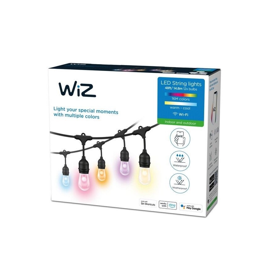 WiZ - Cadena LED RGBW regulable para exteriores 12xLED 14,4m IP65 2700-5000K Wi-Fi