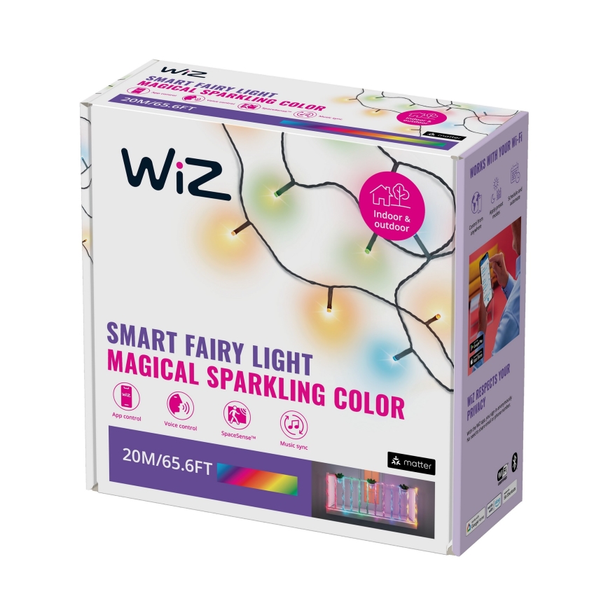 WiZ - Cadena LED RGBW regulable para exteriores 160xLED 20m IP44 2700-5000K Wi-Fi