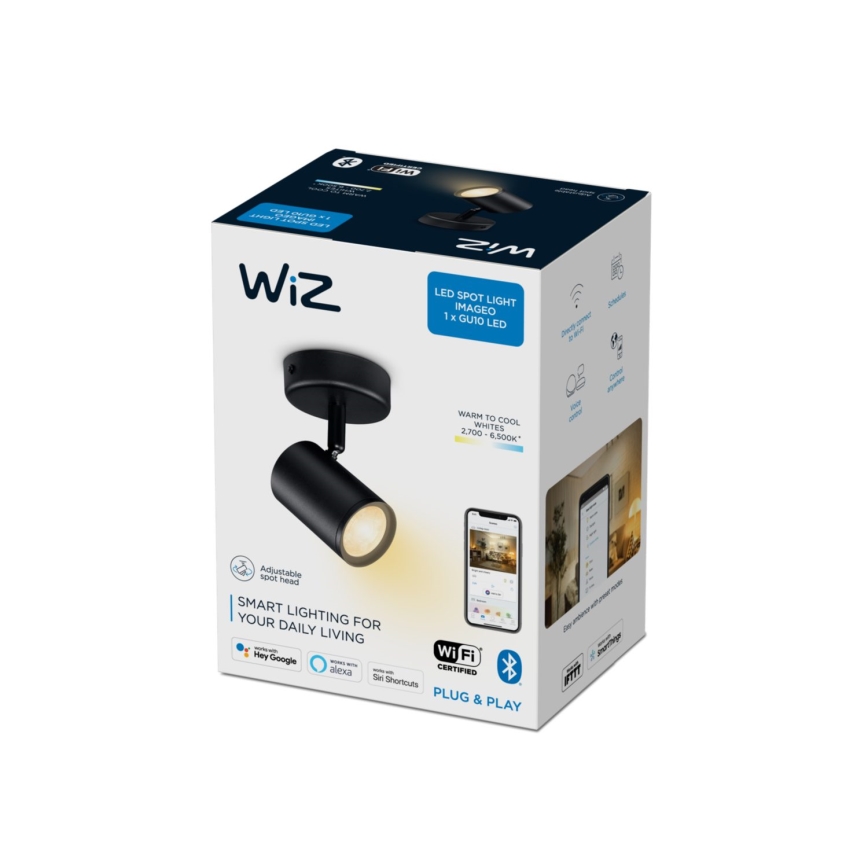 WiZ - Foco LED regulable IMAGEO 1xGU10/4,9W/230V 2700-6500K CRI 90 Wi-Fi negro