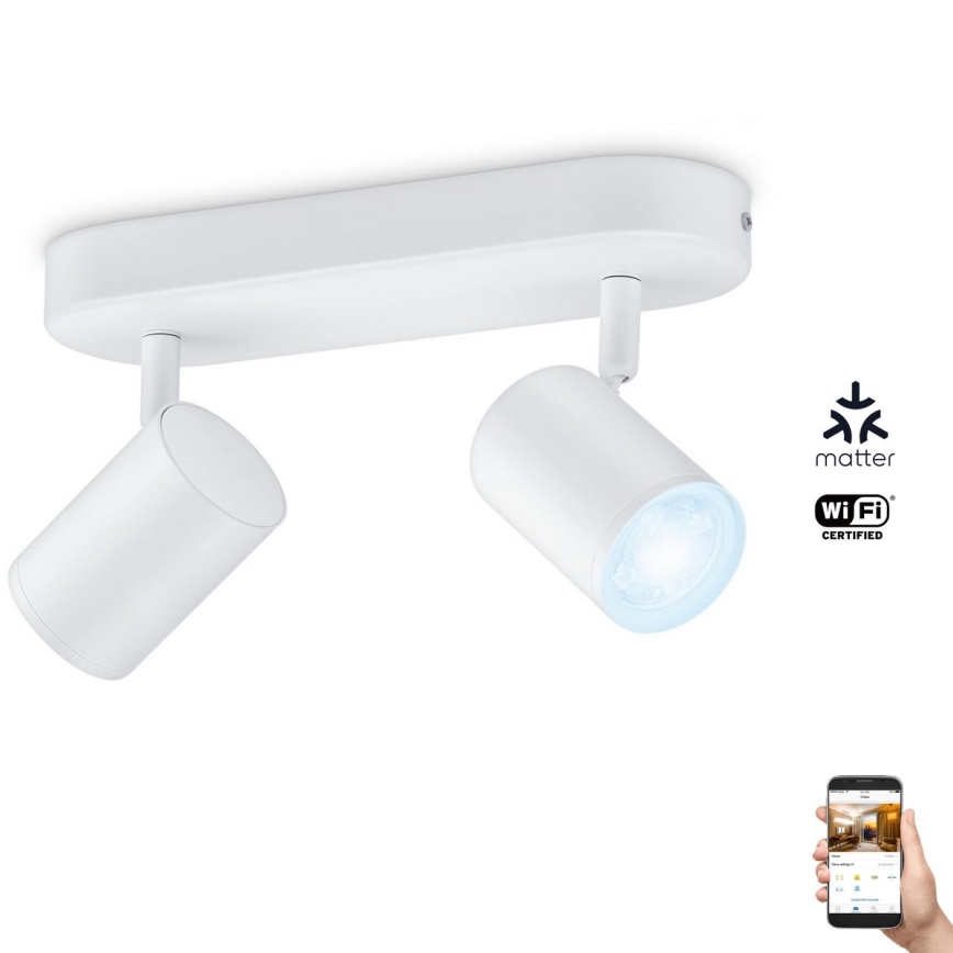 WiZ - Foco LED regulable IMAGEO 2xGU10/4,9W/230V 2700-6500K Wi-Fi CRI 90 blanco