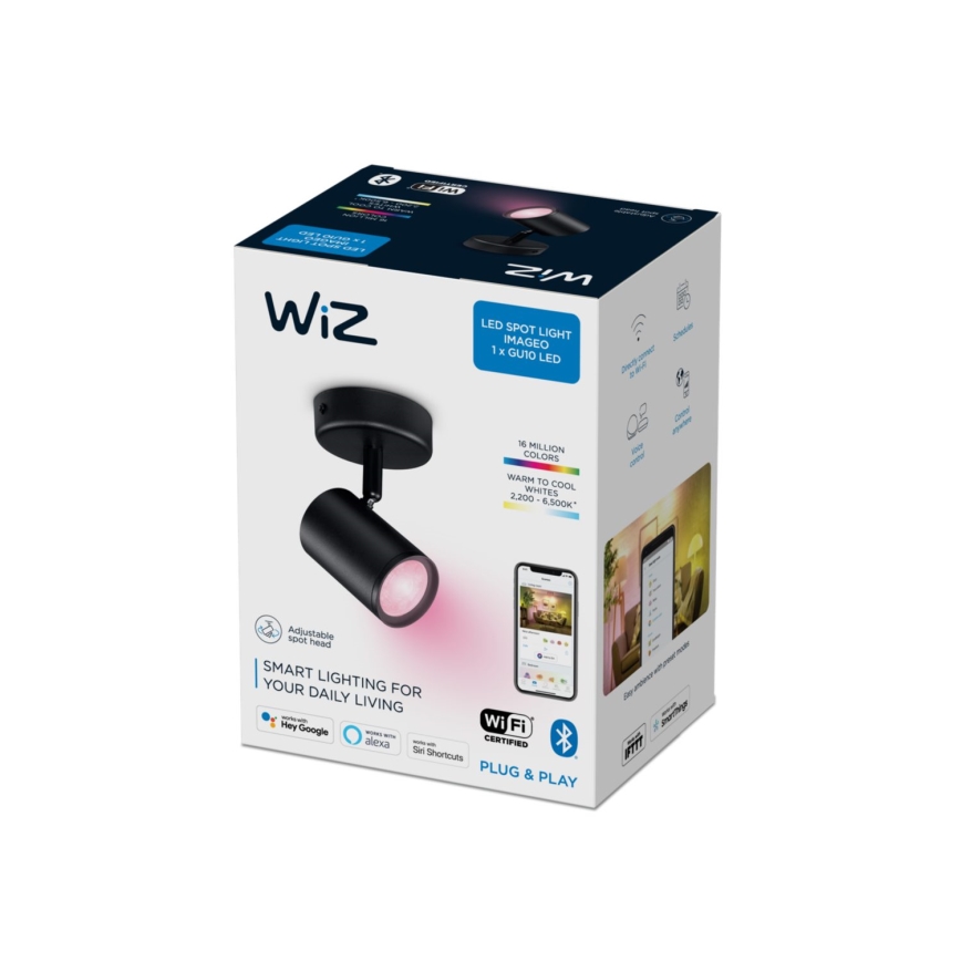 WiZ - LED RGBW Foco regulable IMAGEO 1xGU10/4,9W/230V CRI 90 Wi-Fi negro