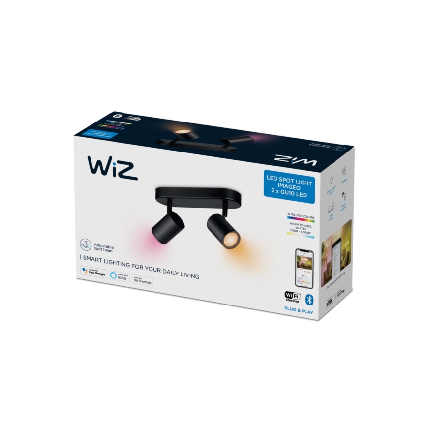WiZ - LED RGBW Foco regulable IMAGEO 2xGU10/4,9W/230V 2200-6500K Wi-Fi CRI 90 negro