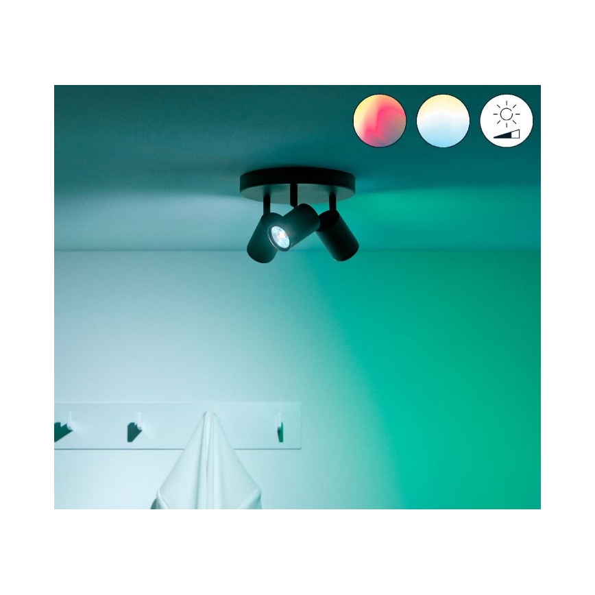 WiZ - LED RGBW Foco regulable IMAGEO 3xGU10/4,9W/230V 2200-6500K Wi-Fi CRI 90 negro