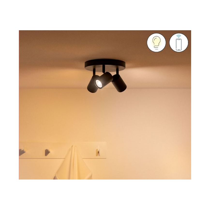 WiZ - LED RGBW Foco regulable IMAGEO 3xGU10/4,9W/230V 2200-6500K Wi-Fi CRI 90 negro