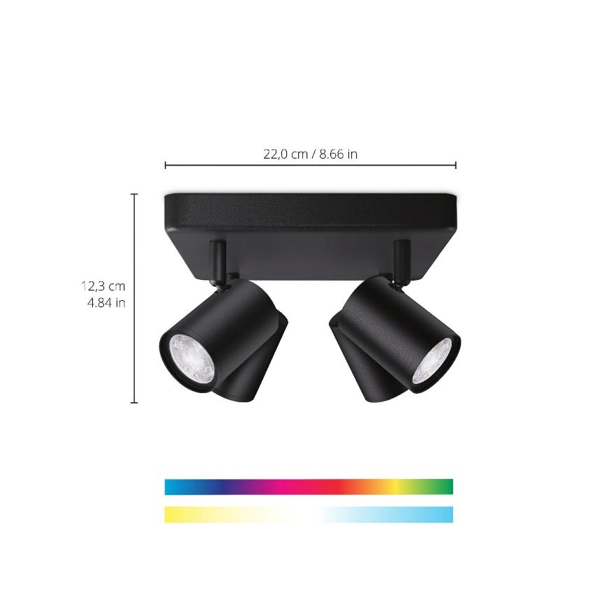 WiZ - LED RGBW Foco regulable IMAGEO 4xGU10/4,9W/230V 2200-6500K Wi-Fi CRI 90 negro