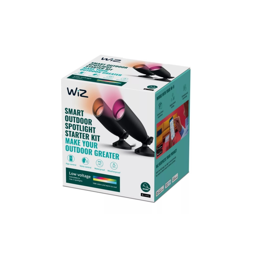 WiZ - JUEGO 2x LED RGBW Lámpara de exterior regulable SPOT LED/10W/230V 2700-5000K IP65 Wi-Fi