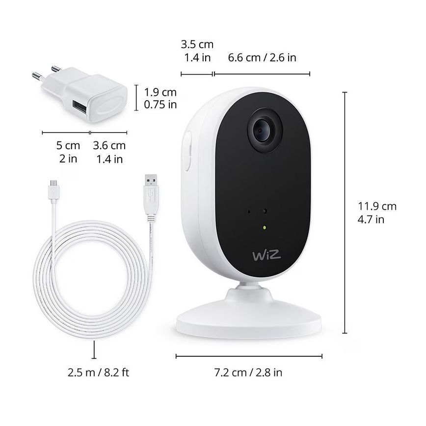 WiZ - Juego para vigilar el hogar: 1x cámara + 3x bombilla LED RGB A60 E27/8,5W/230V Wi-Fi