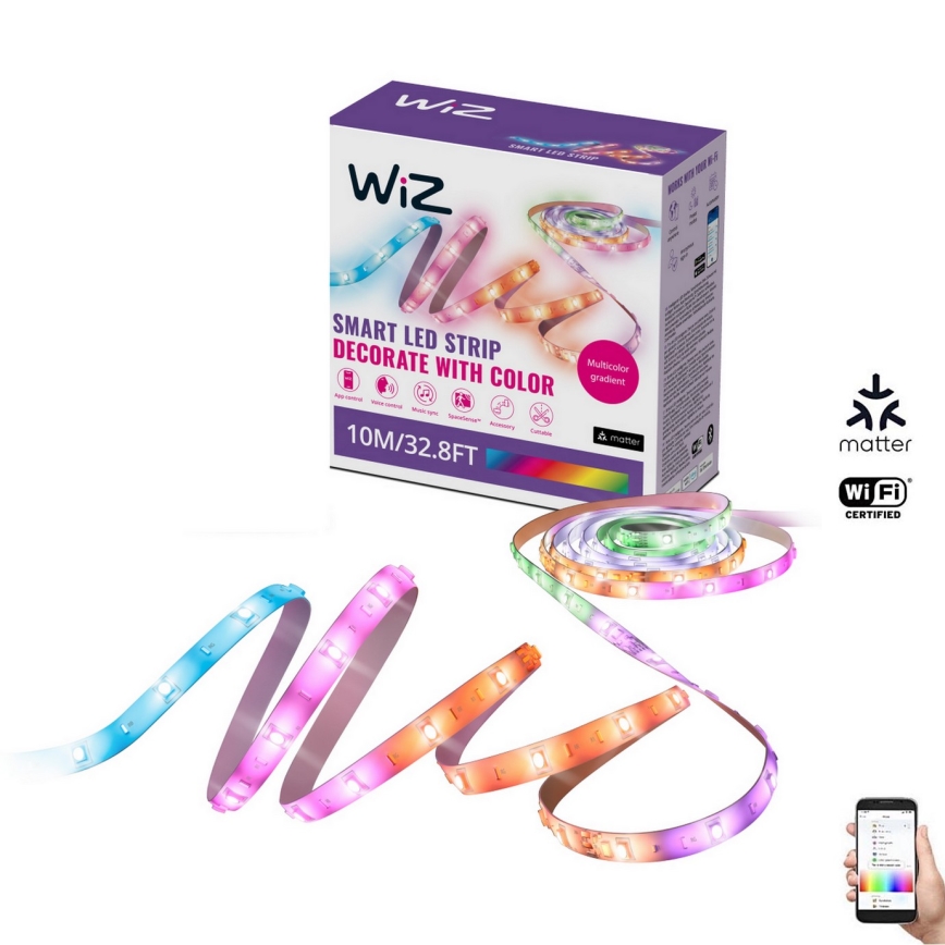 WiZ - LED RGBIC Tira regulable 10m LED/21W/230V 2700-6500K Wi-Fi