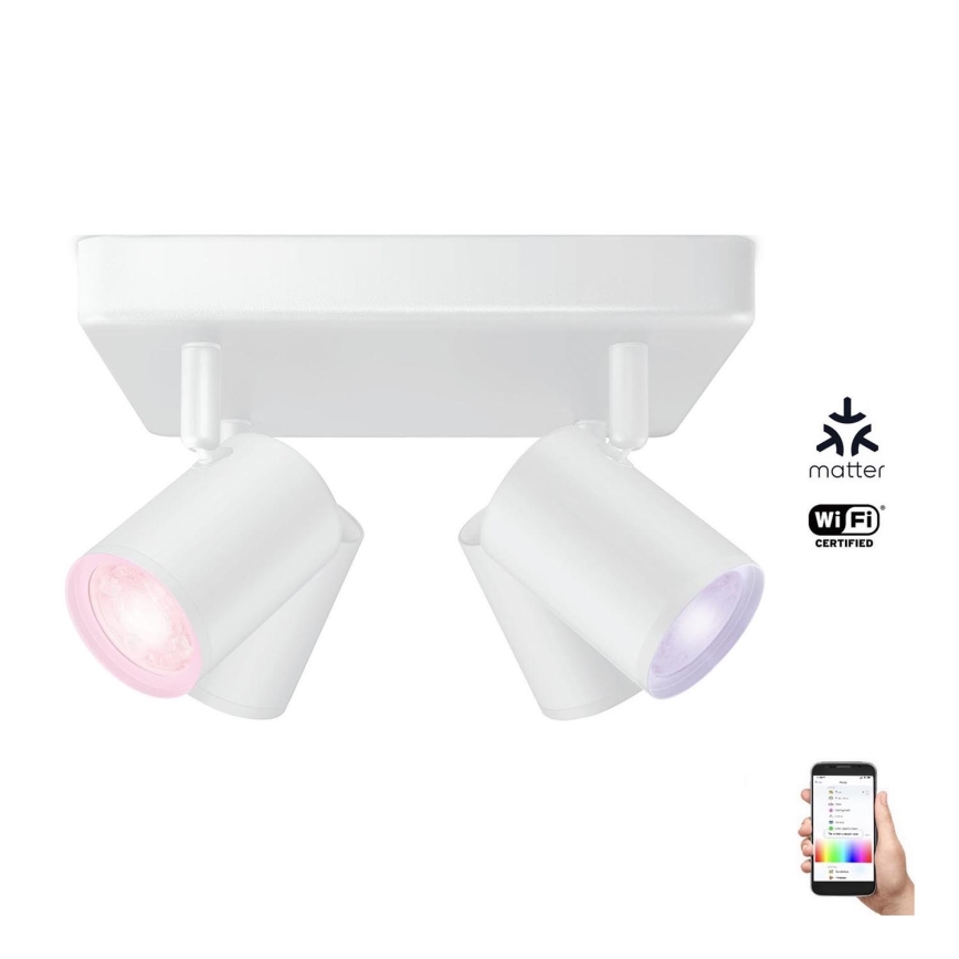 WiZ - LED RGBW Foco regulable IMAGEO 4xGU10/4,9W/230V 2200-6500K Wi-Fi CRI 90 blanco