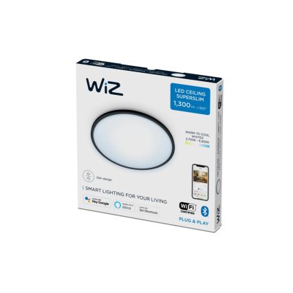 WiZ - Plafón LED regulable SUPERSLIM LED/14W/230V 2700-6500K Wi-Fi negro