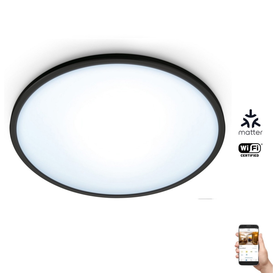 WiZ - Plafón LED regulable SUPERSLIM LED/14W/230V 2700-6500K Wi-Fi negro