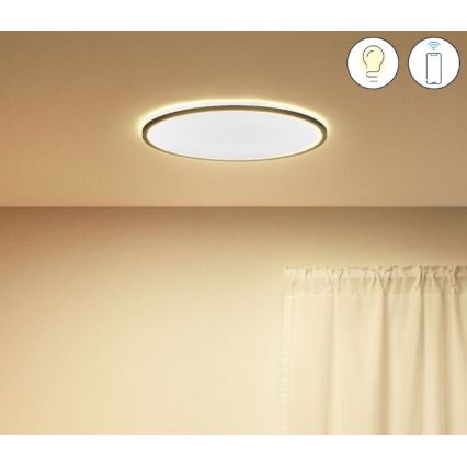 WiZ - Plafón LED regulable SUPERSLIM LED/22W/230V 2700-6500K Wi-Fi negro