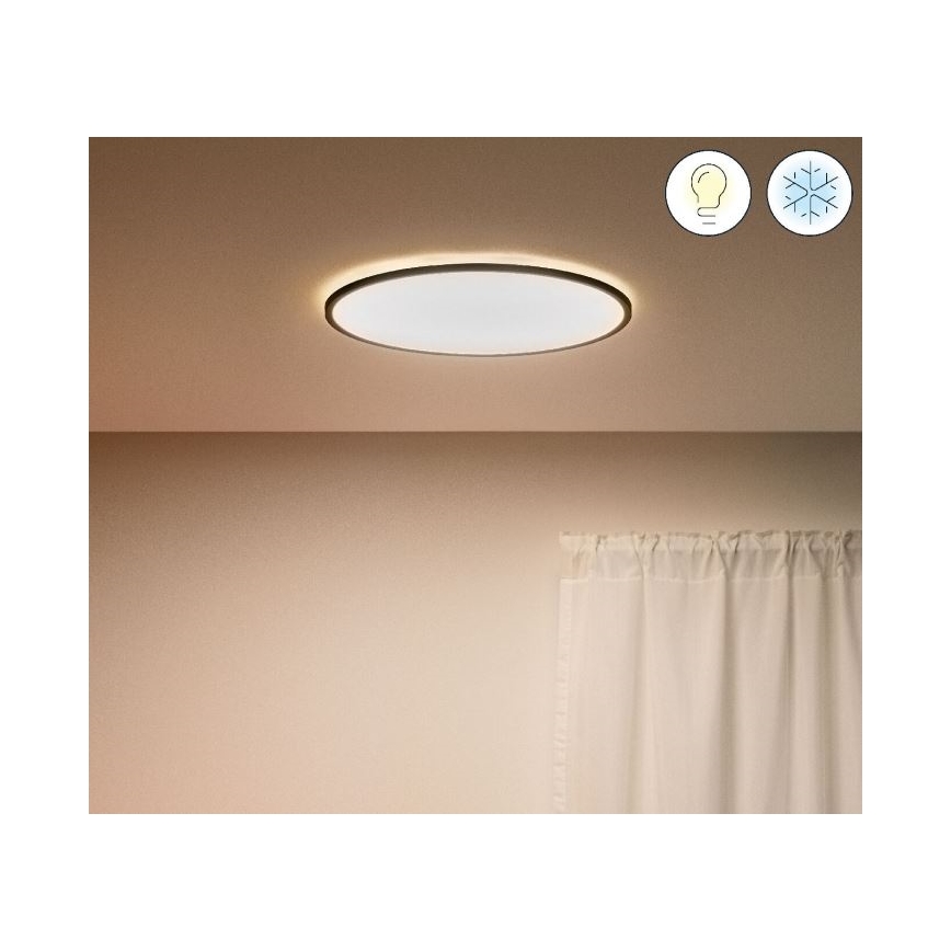 WiZ - Plafón LED regulable SUPERSLIM LED/22W/230V 2700-6500K Wi-Fi negro