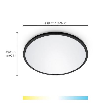 WiZ - Plafón LED regulable SUPERSLIM LED/22W/230V 2700-6500K Wi-Fi negro