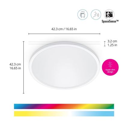 WiZ - Plafón LED RGB regulable SUPERSLIM LED/22W/230V 2700-6500K Wi-Fi blanco