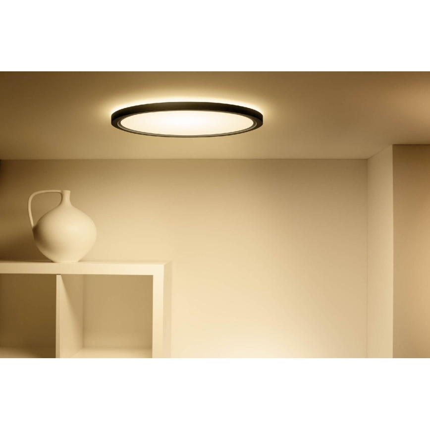 WiZ - Plafón LED RGB regulable SUPERSLIM LED/22W/230V 2700-6500K Wi-Fi negro