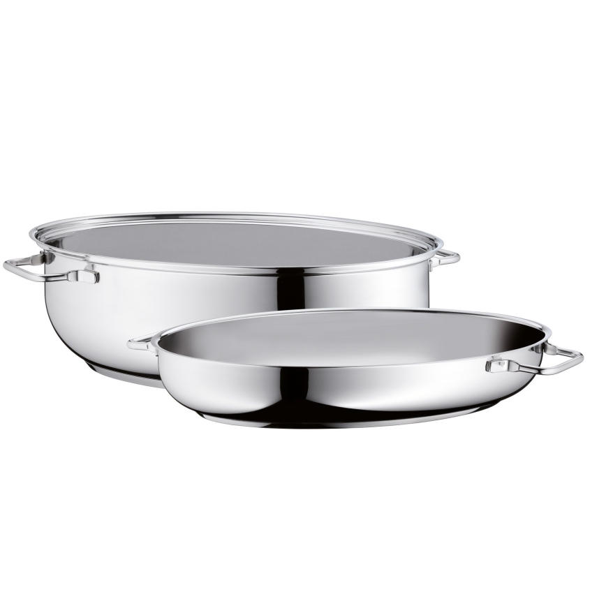 WMF - Fuente ovalada para asar con tapa  41x28,5 x18 cm acero inoxidable