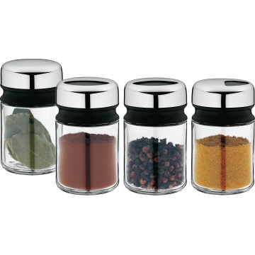 WMF - Juego de frascos para especias 4 piezas DEPOT 9,5 cm acero inoxidable