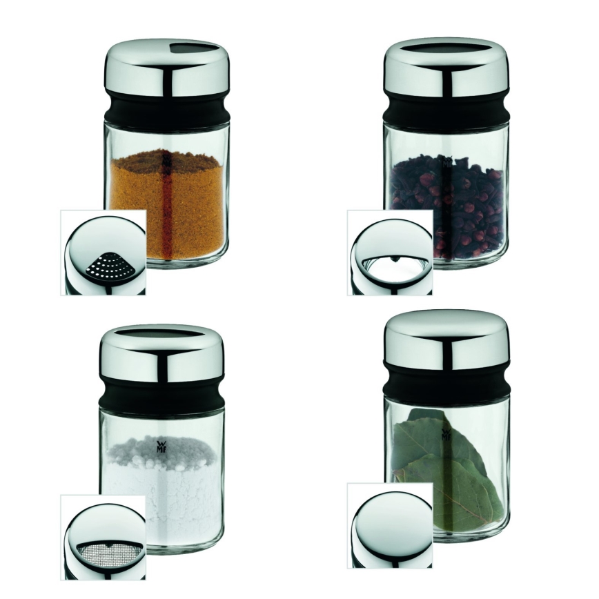 WMF - Juego de frascos para especias 4 piezas DEPOT 9,5 cm acero inoxidable