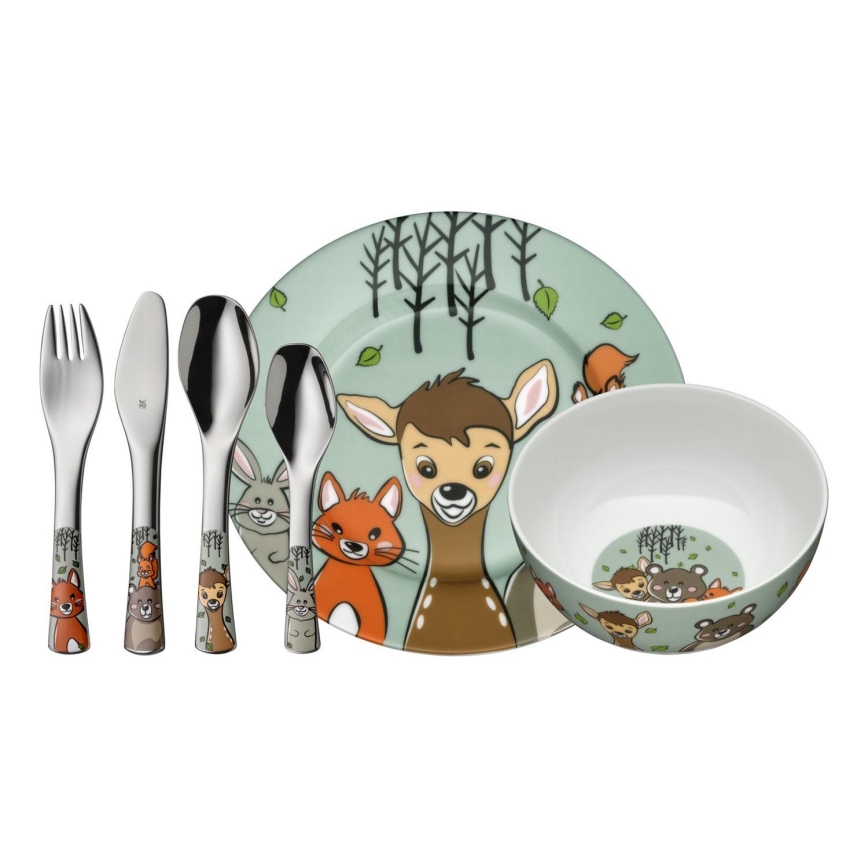 WMF - Juego de vajilla y cubiertos para niños FOREST FRIENDS 6uds