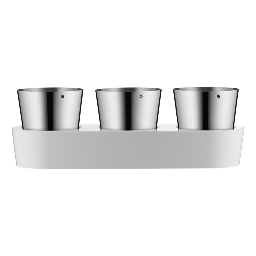 WMF - Maceta autorriego para hierbas 3 uds. GOURMET blanco/acero inoxidable