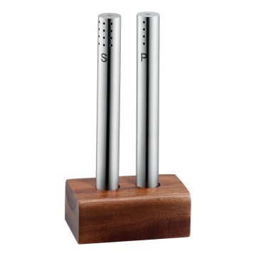 WMF - Salero y pimentero de 2 piezas 7,8 cm madera de acacia negro