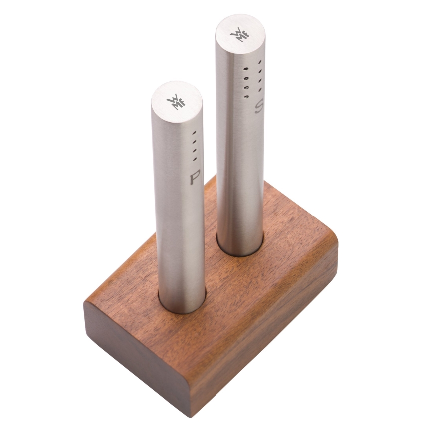 WMF - Salero y pimentero de 2 piezas 7,8 cm madera de acacia negro