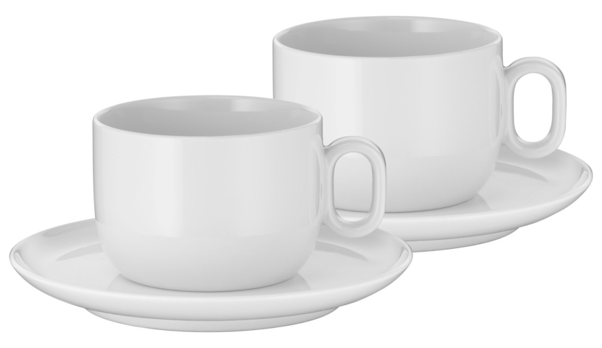 WMF - SET 2x Taza para capuchino con un platillo BARISTA 160 ml blanco