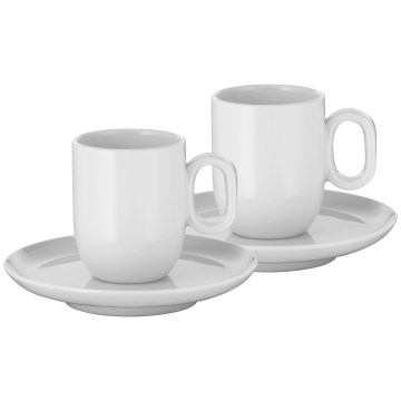 WMF - SET 2x Taza para espresso con platillo BARISTA blanco